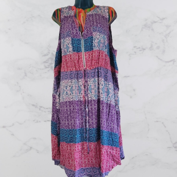 Multi Pattern Shirt Dress NWT - Picture 3 of 3